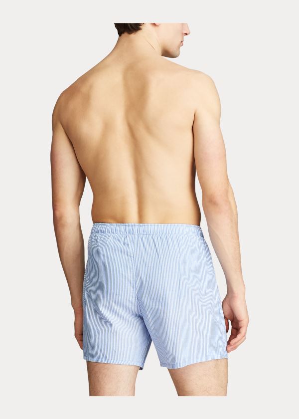 Bielizny Ralph Lauren Woven Cotton Boxer Męskie Granatowe | SASQ4082