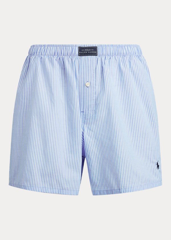 Bielizny Ralph Lauren Woven Cotton Boxer Męskie Granatowe | SASQ4082