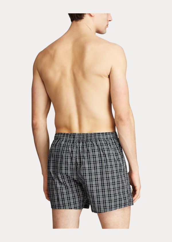 Bielizny Ralph Lauren Woven Cotton Boxer Męskie Ciemny Szare | FYUV5837