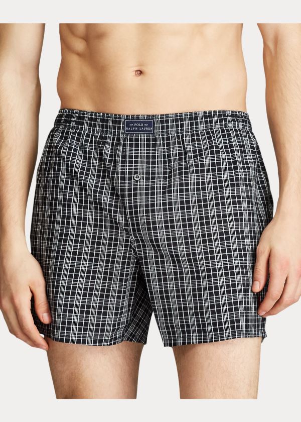 Bielizny Ralph Lauren Woven Cotton Boxer Męskie Ciemny Szare | FYUV5837