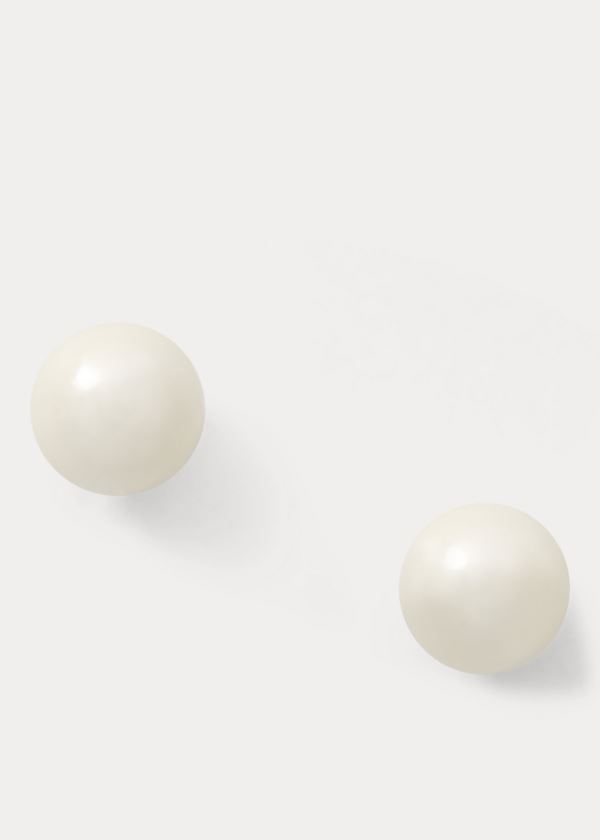 Biżuteria Ralph Lauren 8 mm Faux-Pearl Studs Damskie Kremowe | QKEA0494