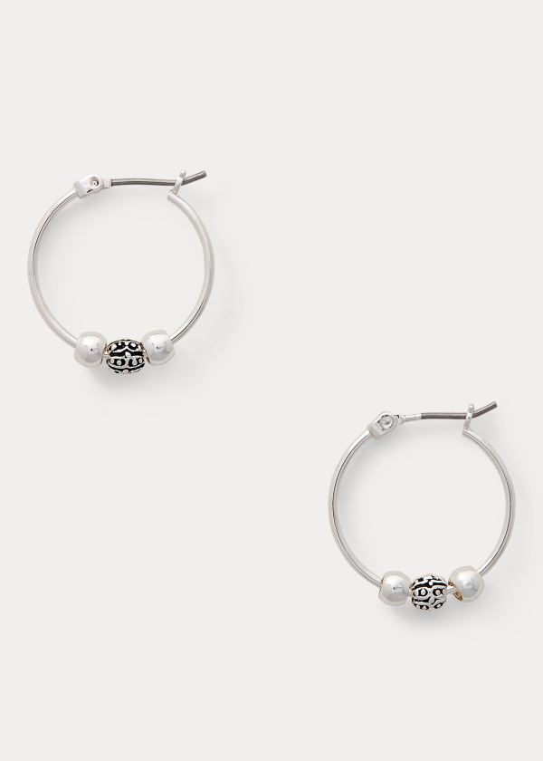 Biżuteria Ralph Lauren Charm Hoop Earrings Damskie Srebrne | ZTZJ1749