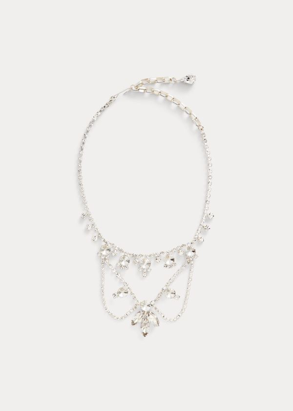 Biżuteria Ralph Lauren Crystal Wreath Necklace Damskie Srebrne | PEEN0491