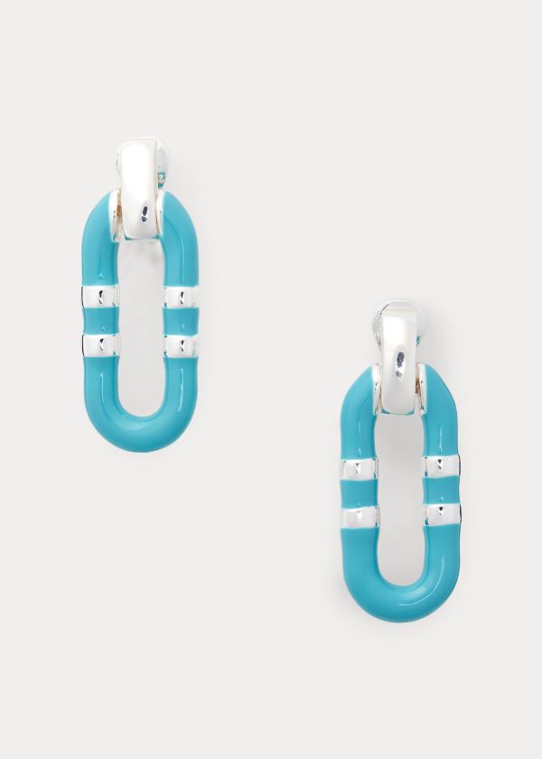 Biżuteria Ralph Lauren Link Drop Earrings Damskie Niebieskie | NOWR8027