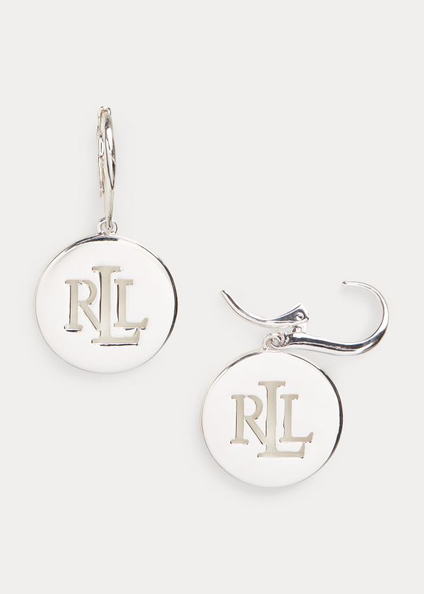 Biżuteria Ralph Lauren Logo Drop Earrings Damskie Srebrne | URTE3484