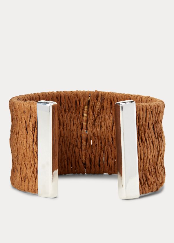 Biżuteria Ralph Lauren Raffia Cuff Bracelet Damskie Srebrne | MYIJ6290