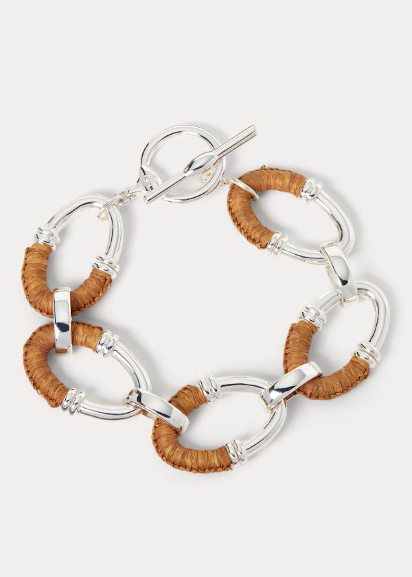 Biżuteria Ralph Lauren Raffia Link Bracelet Damskie Srebrne | CNYJ8668