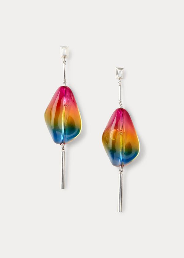 Biżuteria Ralph Lauren Silver Rainbow Drop Earrings Damskie Kolorowe | ALDJ9801