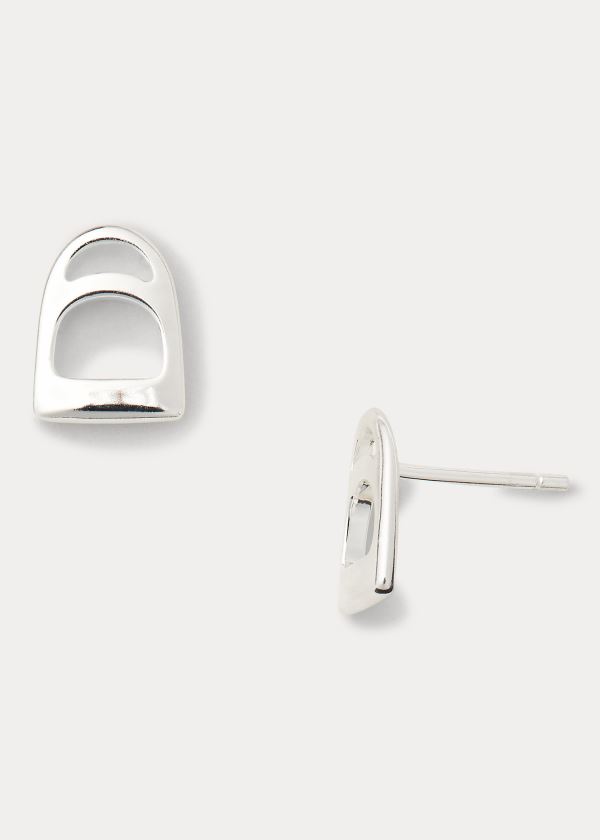 Biżuteria Ralph Lauren Sterling Silver Stirrup Studs Damskie Srebrne | TAQP2795