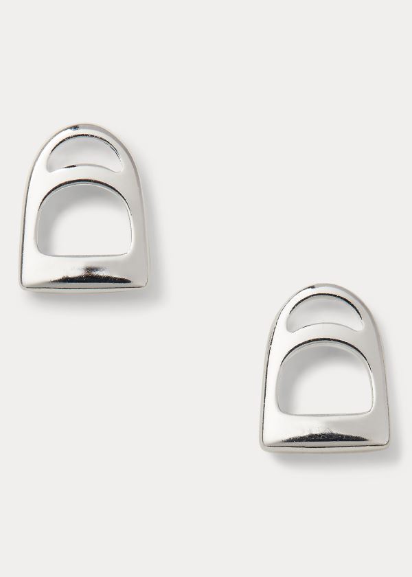 Biżuteria Ralph Lauren Sterling Silver Stirrup Studs Damskie Srebrne | TAQP2795