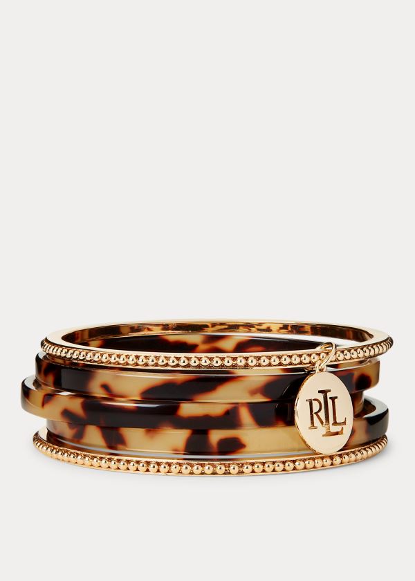 Biżuteria Ralph Lauren Tortoiseshell Bangle Bracelet Damskie Złote | DISH6575