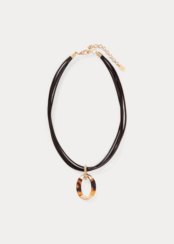 Biżuteria Ralph Lauren Tortoiseshell Pendant Necklace Damskie Złote | VXRC8043