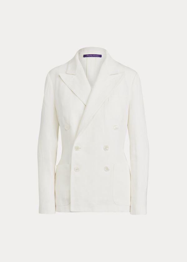 Blezery Ralph Lauren Alexi Linen Jacket Damskie Białe | EMXQ8825