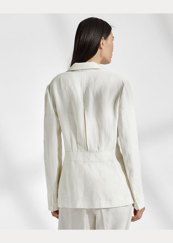 Blezery Ralph Lauren Alexi Linen Jacket Damskie Białe | EMXQ8825