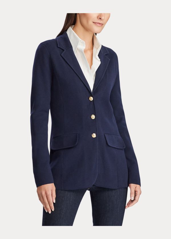 Blezery Ralph Lauren Combed Cotton Blazer Damskie Granatowe | YELC0269