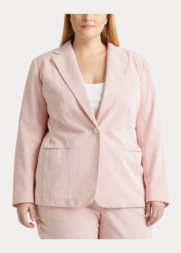 Blezery Ralph Lauren Cotton Seersucker Jacket Damskie Czerwone Białe | VNHR4591