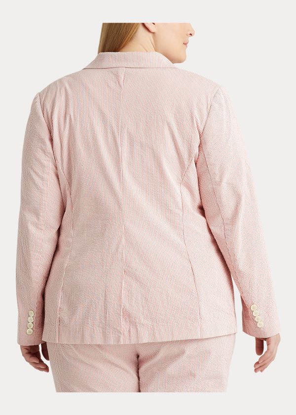 Blezery Ralph Lauren Cotton Seersucker Jacket Damskie Czerwone Białe | VNHR4591