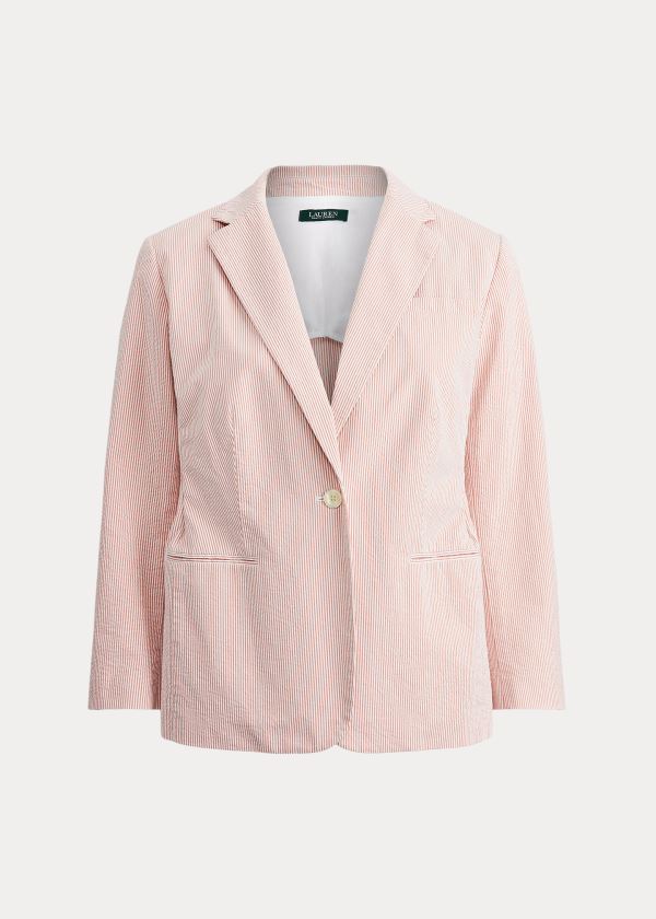 Blezery Ralph Lauren Cotton Seersucker Jacket Damskie Czerwone Białe | VNHR4591