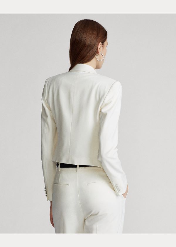 Blezery Ralph Lauren Cropped Satin Blazer Damskie Kremowe | TCCU8317