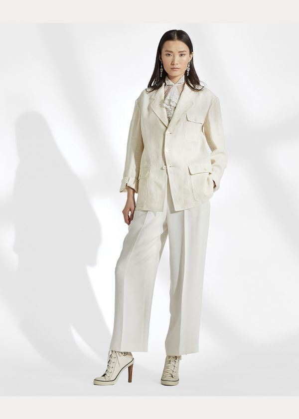 Blezery Ralph Lauren Demi Linen Jacket Damskie Głęboka Kremowe | XZOP8542