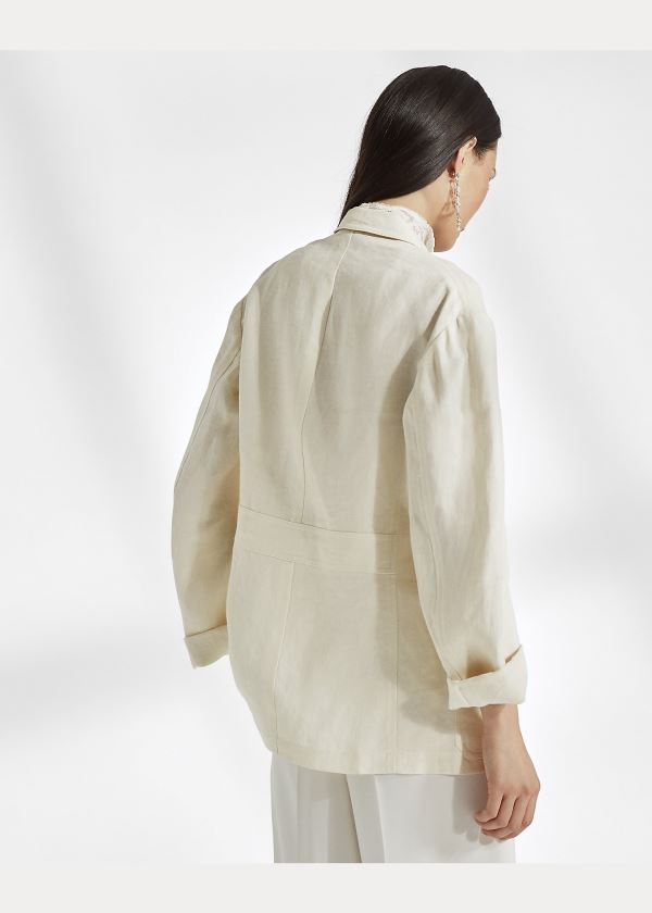 Blezery Ralph Lauren Demi Linen Jacket Damskie Głęboka Kremowe | XZOP8542