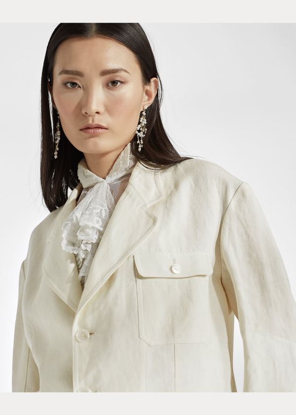 Blezery Ralph Lauren Demi Linen Jacket Damskie Głęboka Kremowe | XZOP8542