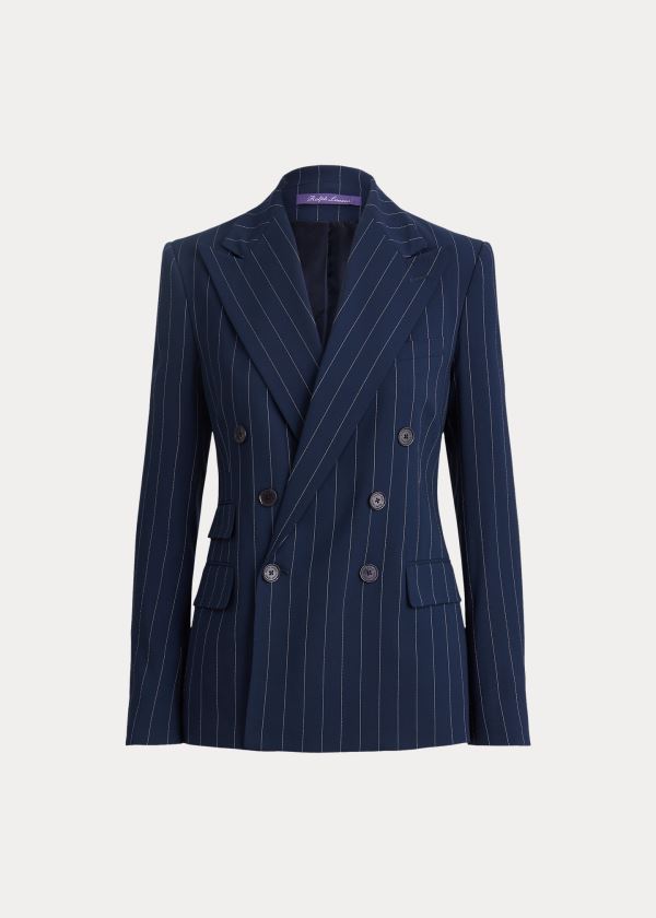 Blezery Ralph Lauren Elias Striped Jacket Damskie Granatowe Kremowe | UAOR5626