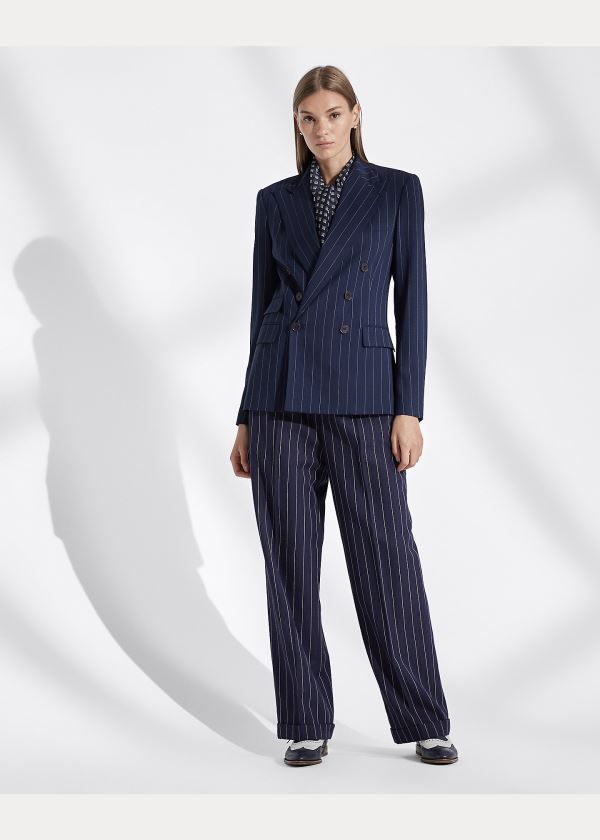 Blezery Ralph Lauren Elias Striped Jacket Damskie Granatowe Kremowe | UAOR5626