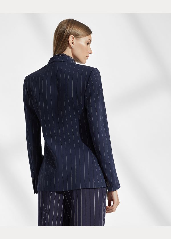 Blezery Ralph Lauren Elias Striped Jacket Damskie Granatowe Kremowe | UAOR5626