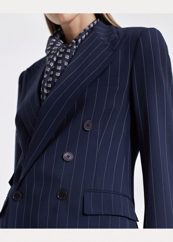 Blezery Ralph Lauren Elias Striped Jacket Damskie Granatowe Kremowe | UAOR5626