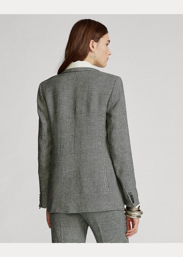 Blezery Ralph Lauren Glen Plaid Linen Blazer Damskie Kremowe Szare Kolorowe | VCCN1398