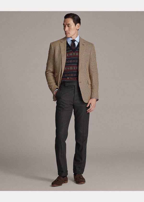 Blezery Ralph Lauren Gregory Checked Sport Coat Męskie Brązowe Kremowe | YEJR2107