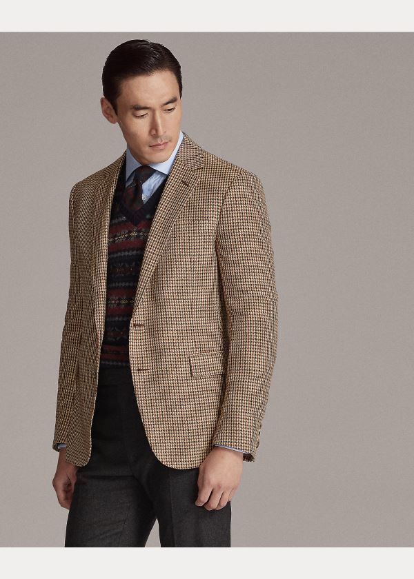 Blezery Ralph Lauren Gregory Checked Sport Coat Męskie Brązowe Kremowe | YEJR2107