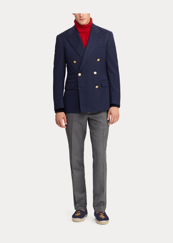 Blezery Ralph Lauren Gregory Wool Peak-Lapel Blazer Męskie Granatowe | ORPX3984