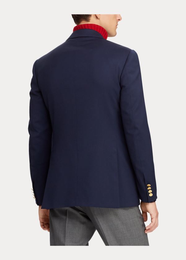 Blezery Ralph Lauren Gregory Wool Peak-Lapel Blazer Męskie Granatowe | ORPX3984