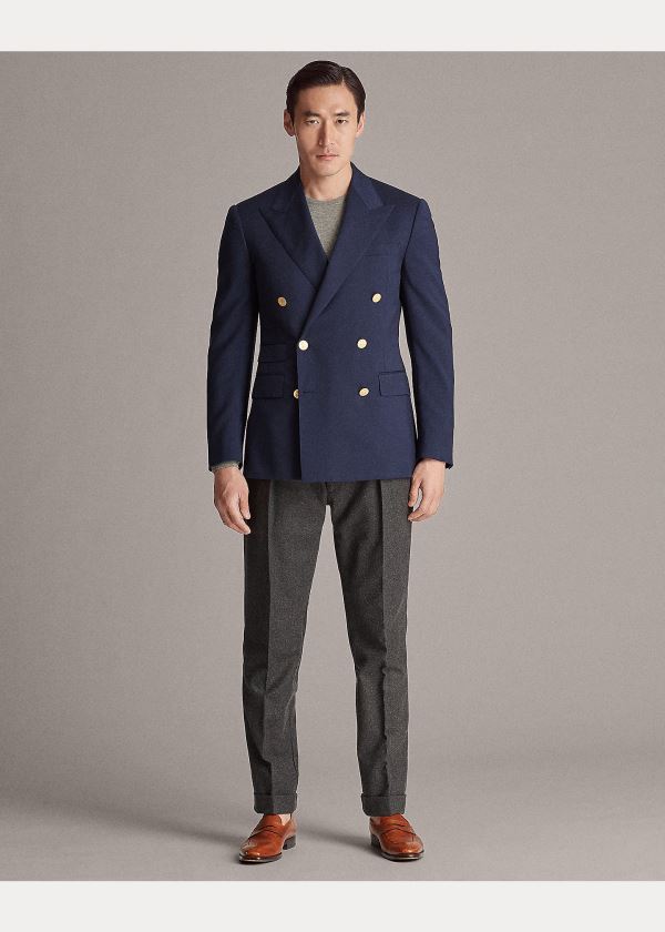 Blezery Ralph Lauren Gregory Wool Serge Blazer Męskie Granatowe | IXOC0165