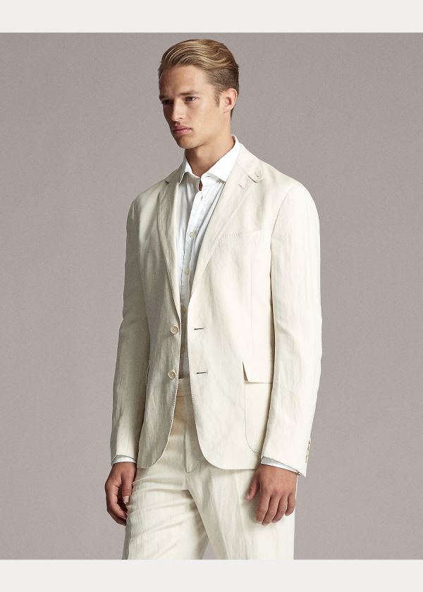 Blezery Ralph Lauren Hadley Twill Suit Jacket Męskie Kremowe | YLAE5138