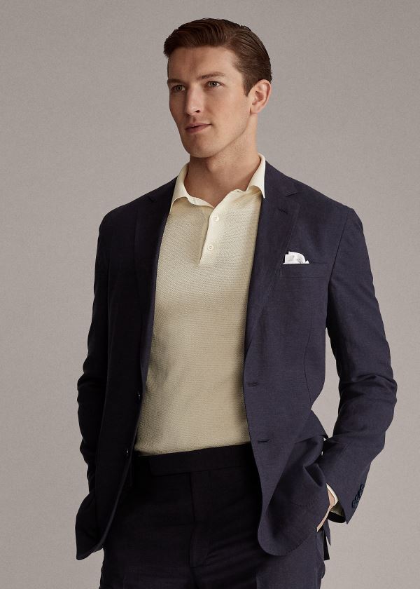 Blezery Ralph Lauren Hadley Twill Suit Jacket Męskie Granatowe | NRXR2549