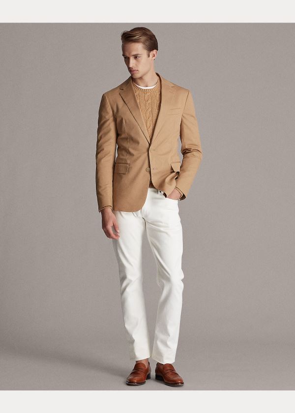 Blezery Ralph Lauren Hadley Twill Suit Jacket Męskie Khaki | WAUC5686