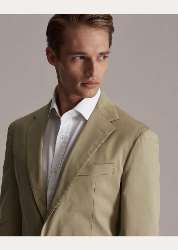 Blezery Ralph Lauren Hadley Twill Suit Jacket Męskie Oliwkowe | SJNU3880