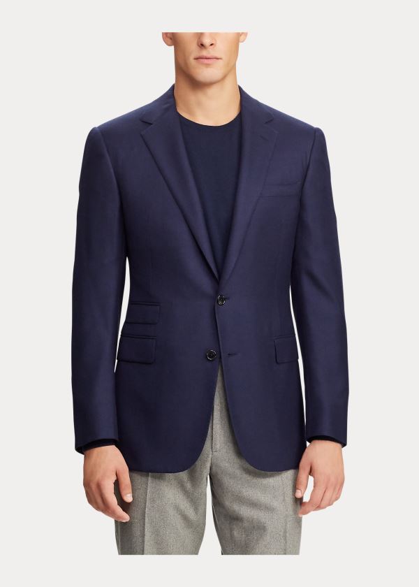 Blezery Ralph Lauren Handmade Cashmere Blazer Męskie Królewski Niebieski Granatowe | FNNF2993