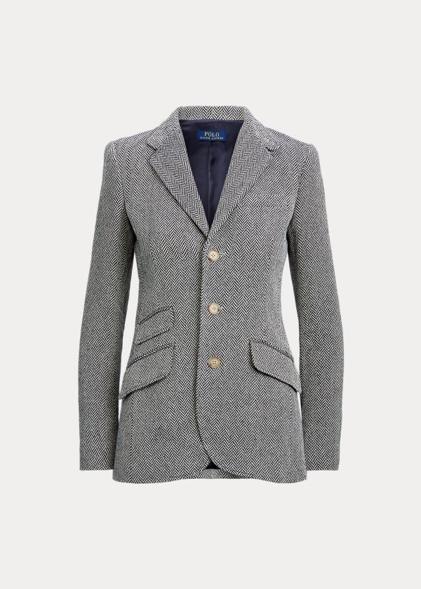 Blezery Ralph Lauren Herringbone Blazer Damskie Szare Kremowe | KTKU8317