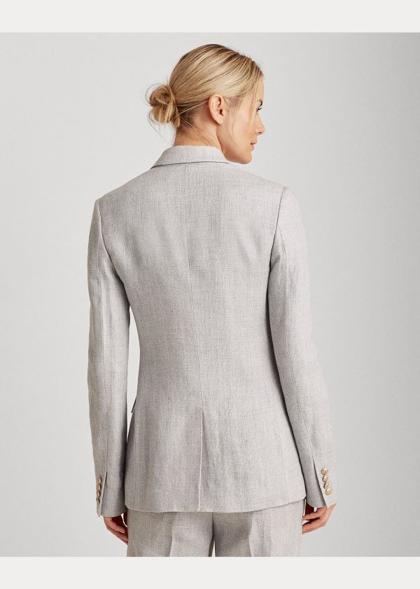 Blezery Ralph Lauren Herringbone Linen Blazer Damskie Głęboka Niebieskie | QGYM1571