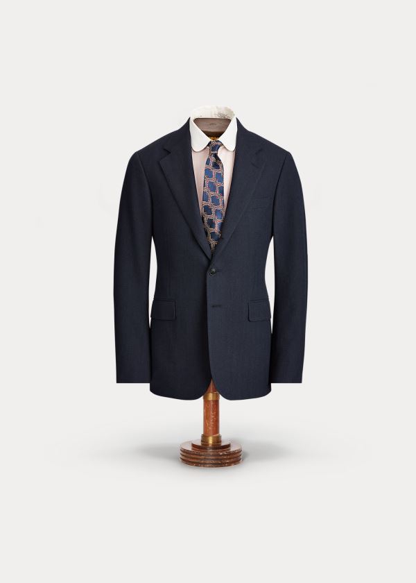 Blezery Ralph Lauren Herringbone Suit Jacket Męskie Indygo | NQWF6797