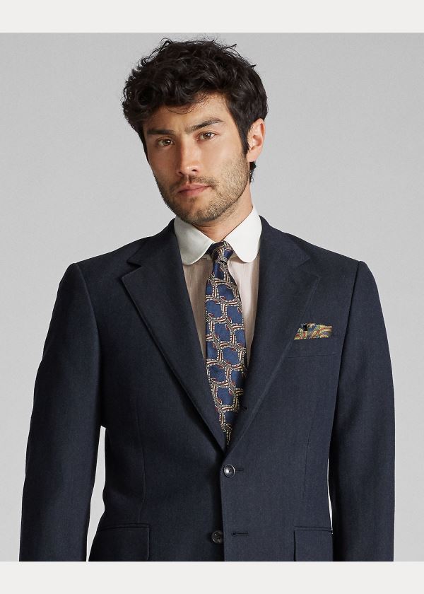 Blezery Ralph Lauren Herringbone Suit Jacket Męskie Indygo | NQWF6797