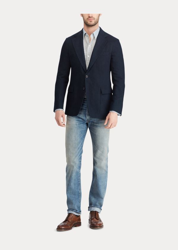 Blezery Ralph Lauren Indigo Cotton Sport Coat Męskie Indygo | QPKE7960