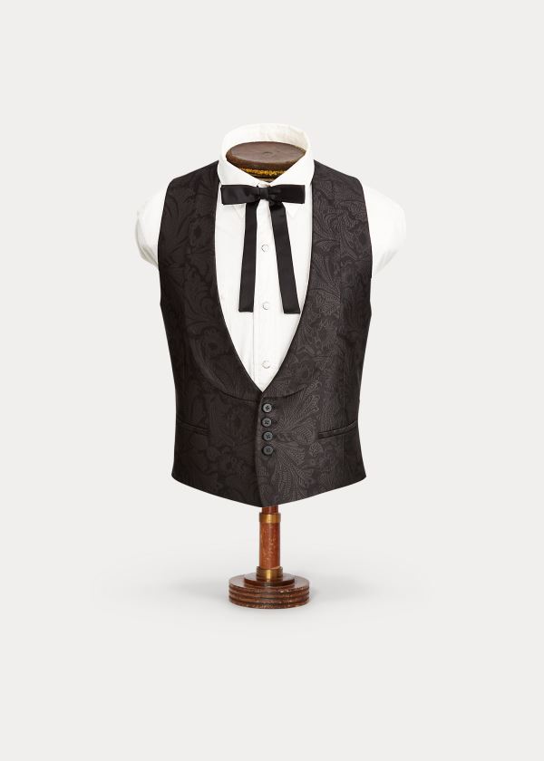 Blezery Ralph Lauren Jacquard Tuxedo Vest Męskie Czarne | YTUE1006