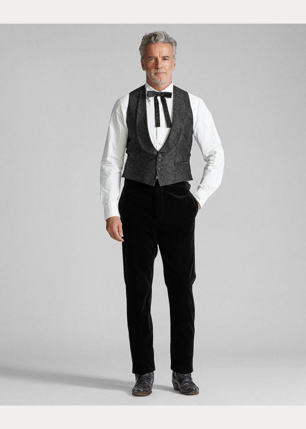 Blezery Ralph Lauren Jacquard Tuxedo Vest Męskie Czarne | YTUE1006