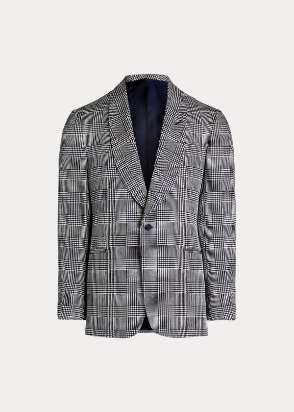 Blezery Ralph Lauren Kent Handmade Silk Jacket Męskie Niebieskie Białe | DXQX0764