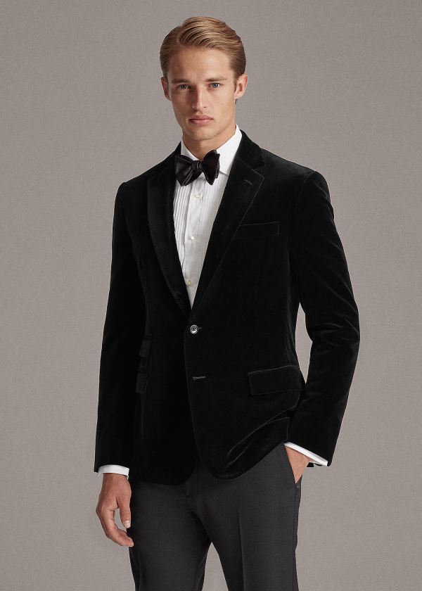 Blezery Ralph Lauren Kent Velvet Dinner Jacket Męskie Czarne | JMXC9080